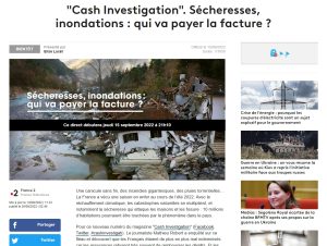 Lire la suite à propos de l’article [Participation de Corinne Lepage à « Cash Investigation : Sécheresses, inondations : qui va payer la facture ? » sur France 2]