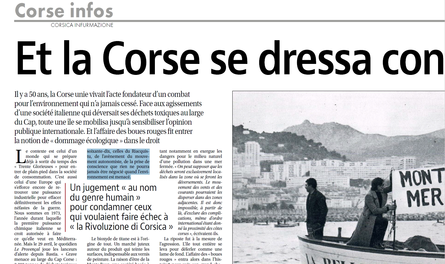 You are currently viewing [Et la Corse se dressa contre les boues rouges – Article paru dans Corse Matin]