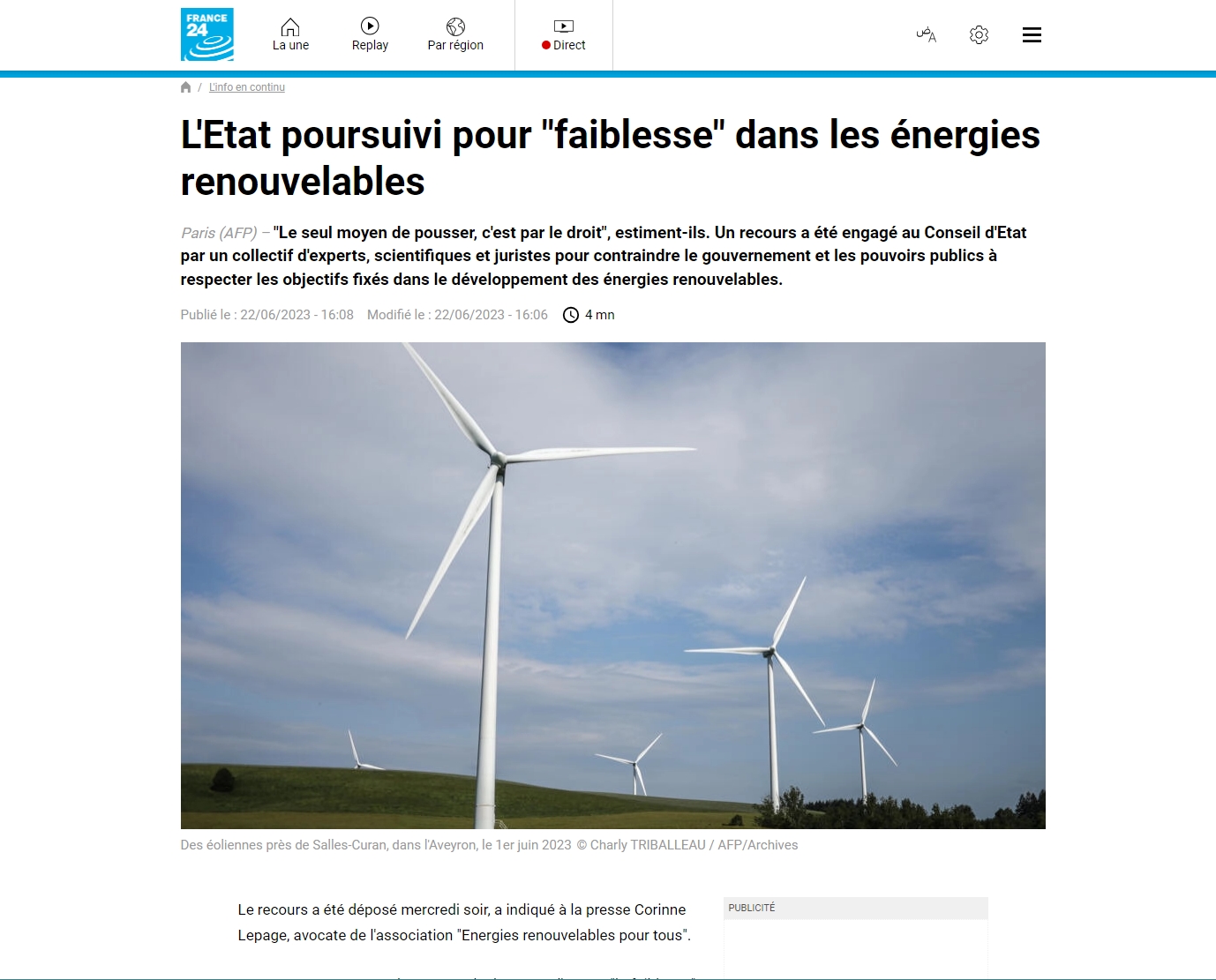 You are currently viewing [L’association Energies renouvelables pour tous dépose un recours devant le Conseil d’Etat en raison du retard de la France en matière d’EnR]