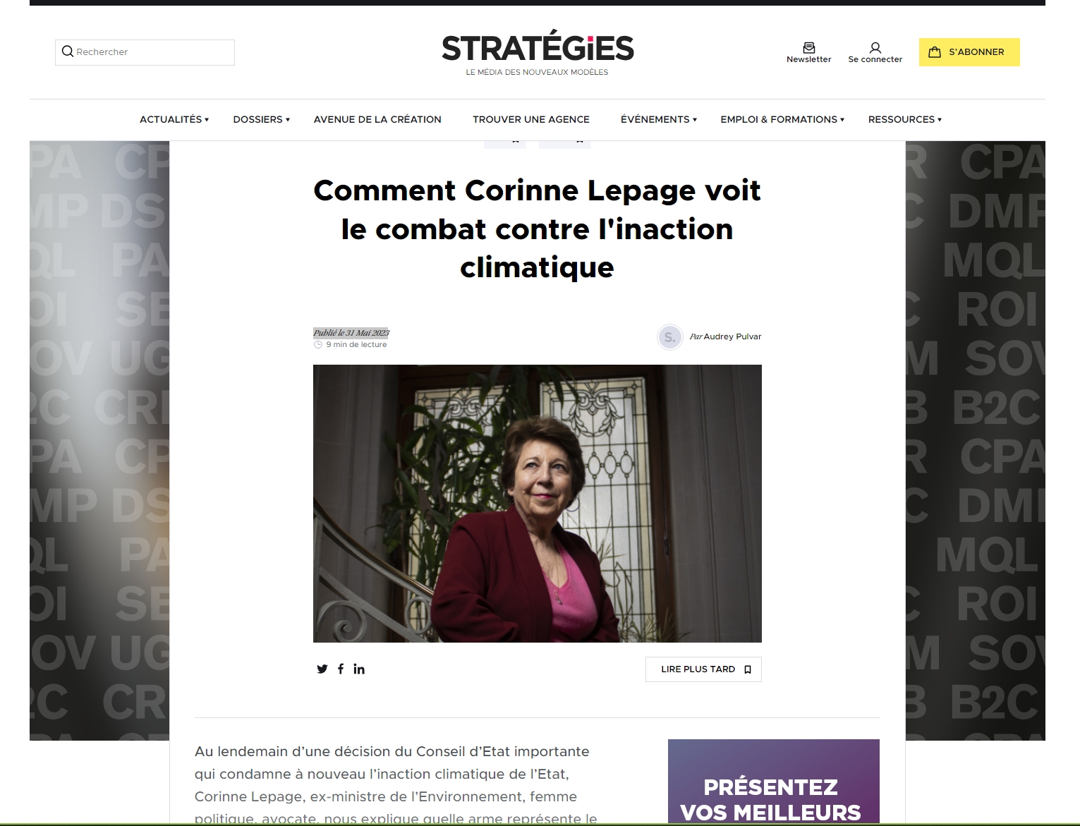 You are currently viewing [Interview – Comment Corinne Lepage voit le combat contre l’inaction climatique]